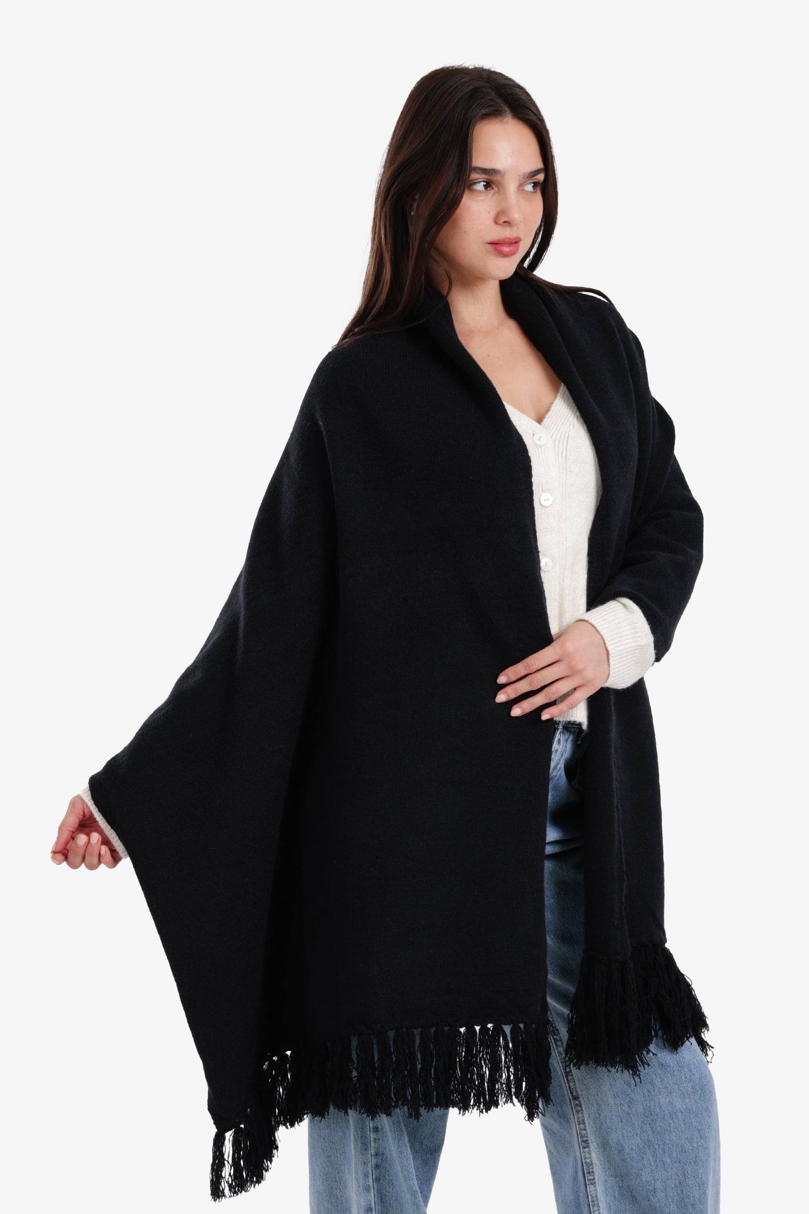 شال مستطيل بشراشيب