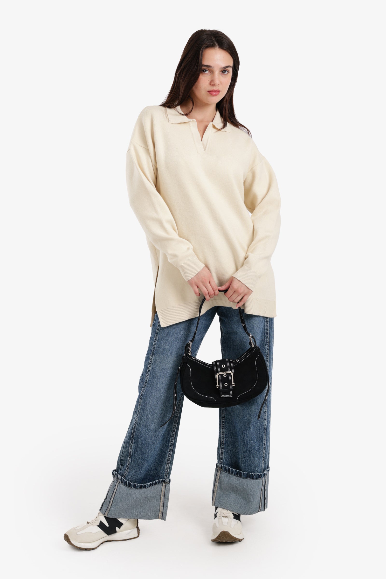 Relaxed Fit Side-Slit Pullover