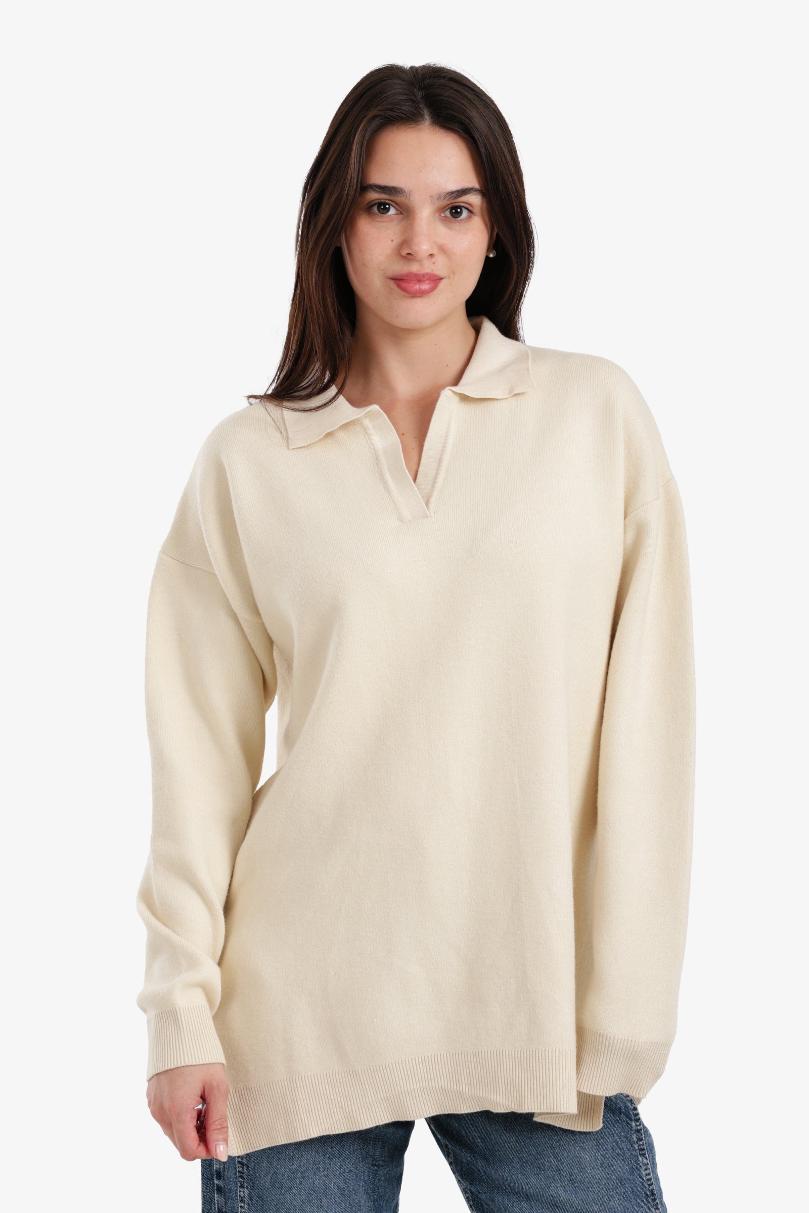 Relaxed Fit Side-Slit Pullover