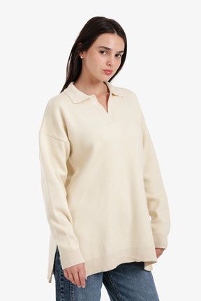 Relaxed Fit Side-Slit Pullover