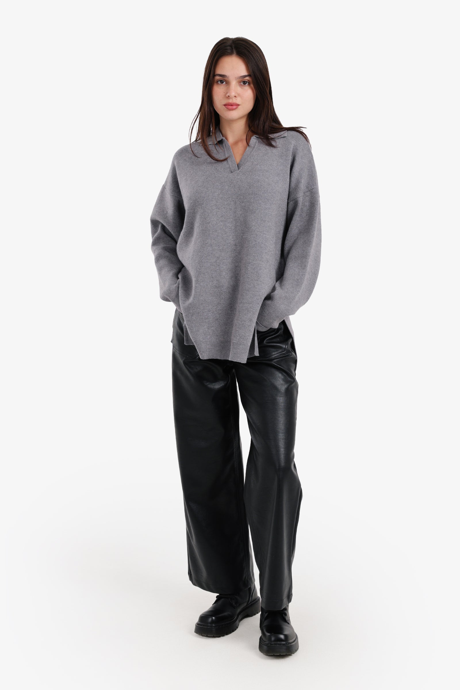 Relaxed Fit Side-Slit Pullover
