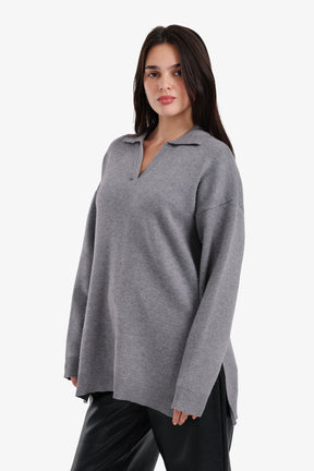 Relaxed Fit Side-Slit Pullover