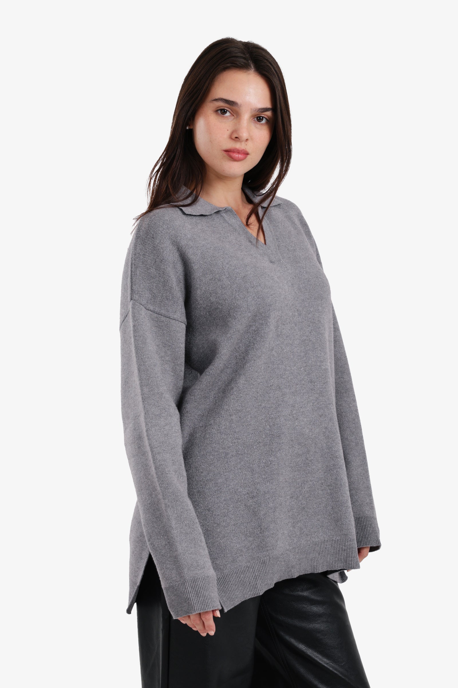 Relaxed Fit Side-Slit Pullover