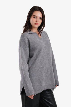 Relaxed Fit Side-Slit Pullover