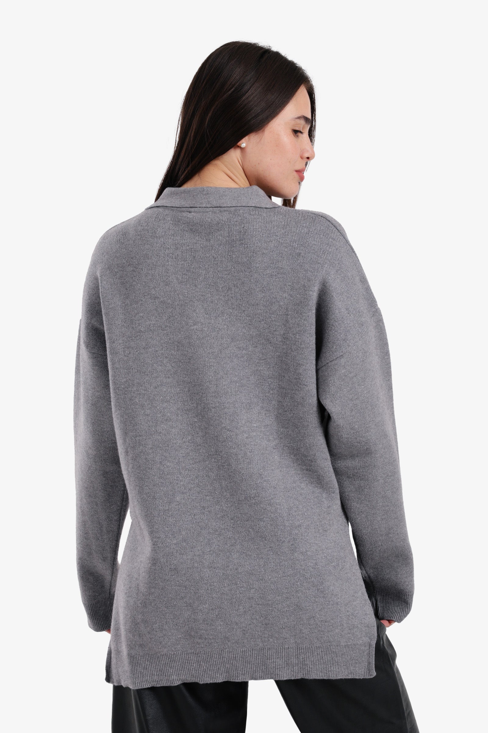 Relaxed Fit Side-Slit Pullover