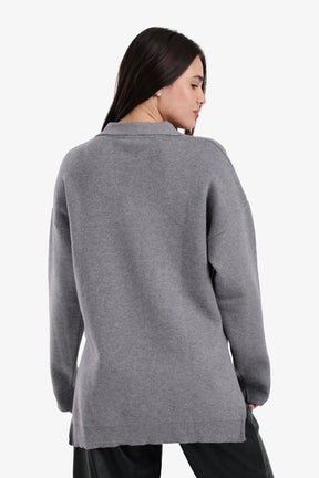 Relaxed Fit Side-Slit Pullover