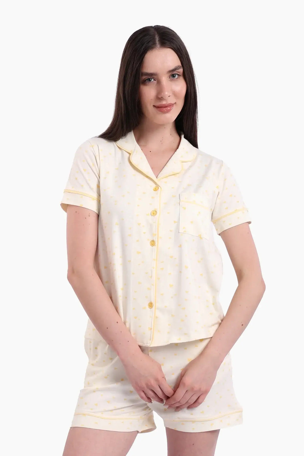 Pyjama Set with Yellow Hearts