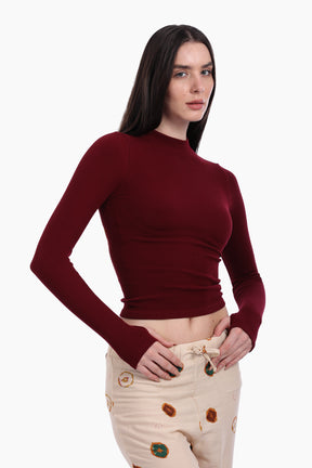 High Neck Top with Thumbhole