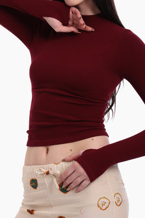 High Neck Top with Thumbhole