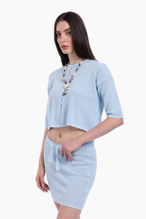 Knit Beach Crop Top & Skirt Set