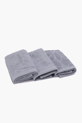 Flower Ribbed Towel Set - 3 Pcs