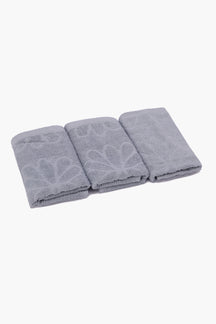 Flower Ribbed Towel Set - 3 Pcs