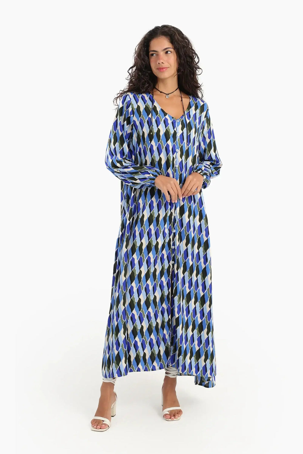 Printed V-Neck Dress