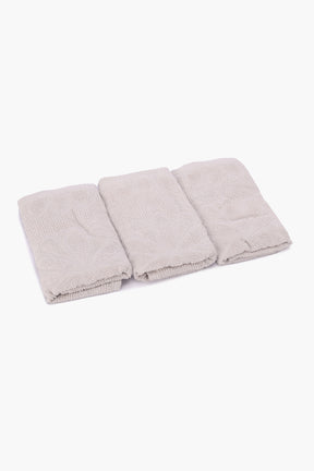 Flower Ribbed Towel Set - 3 Pcs