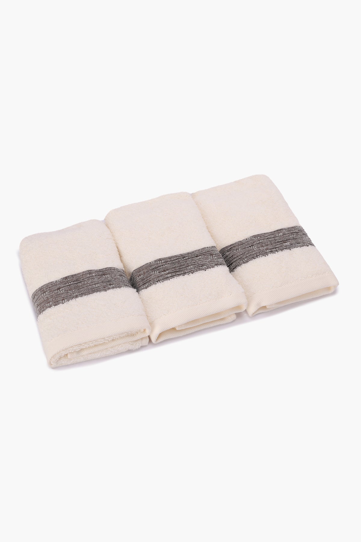 Grey Edge Towel Set - 3 Pcs