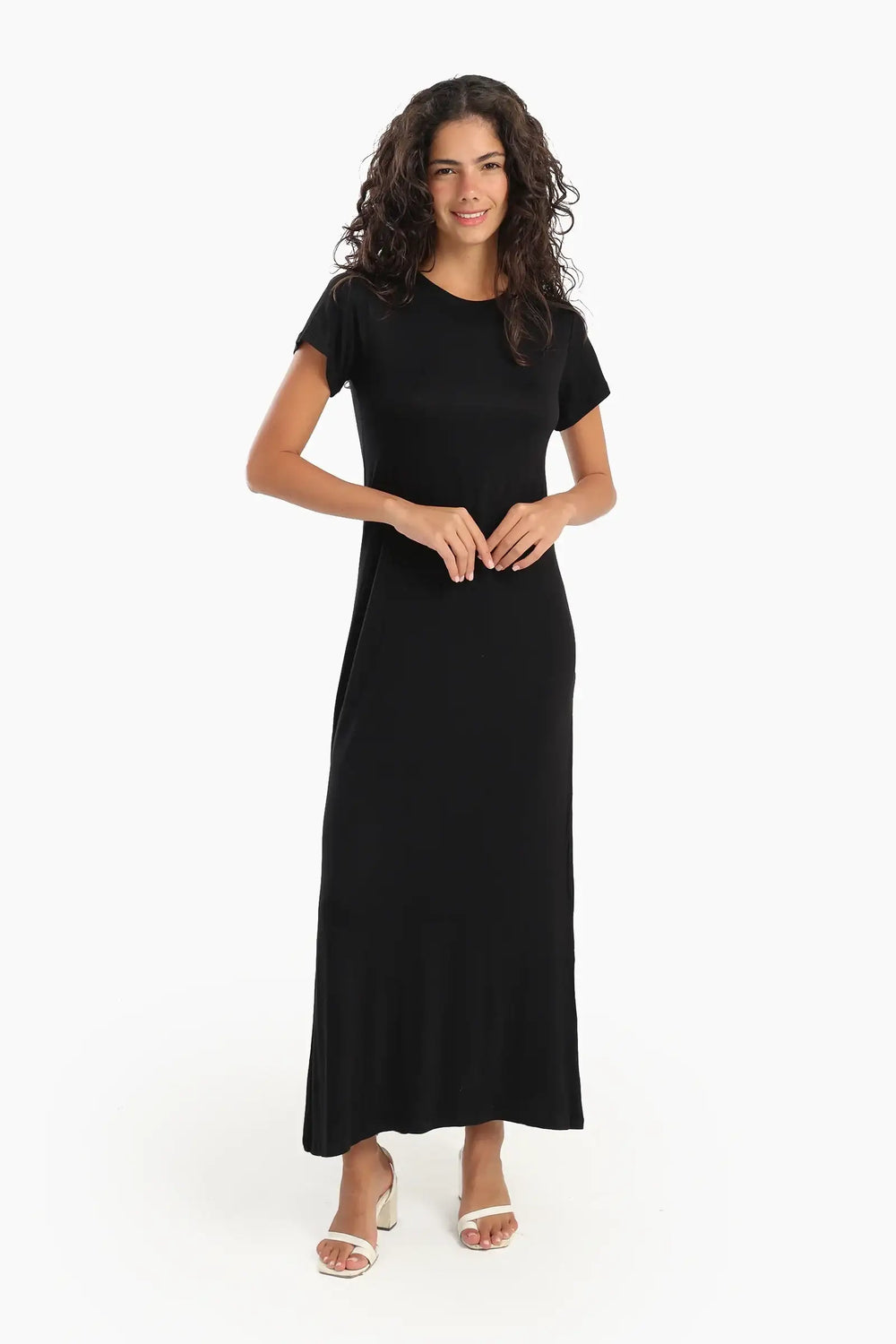 Solid Pattern Midi Dress