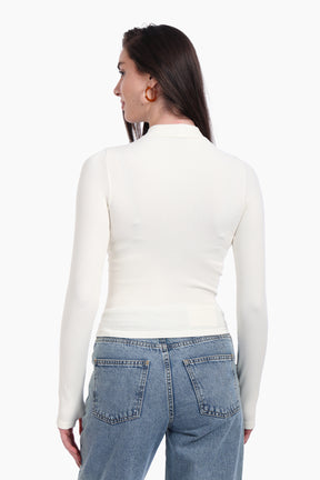 High Neck Top with Thumbhole
