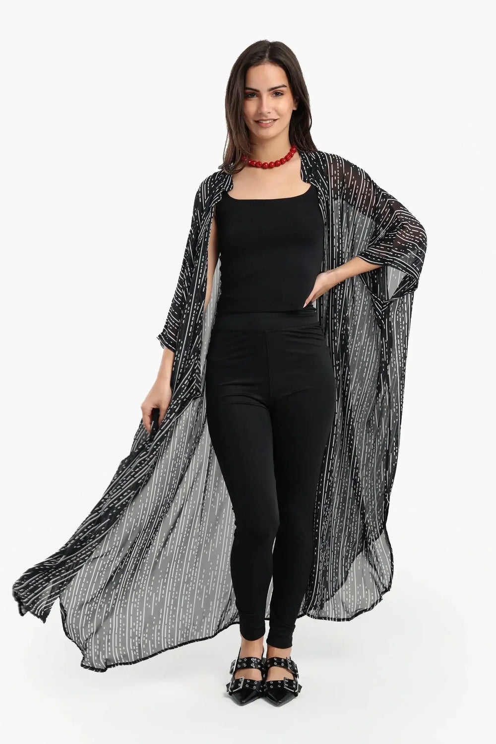 فستان بتصميم قميص بأكمام واسعة