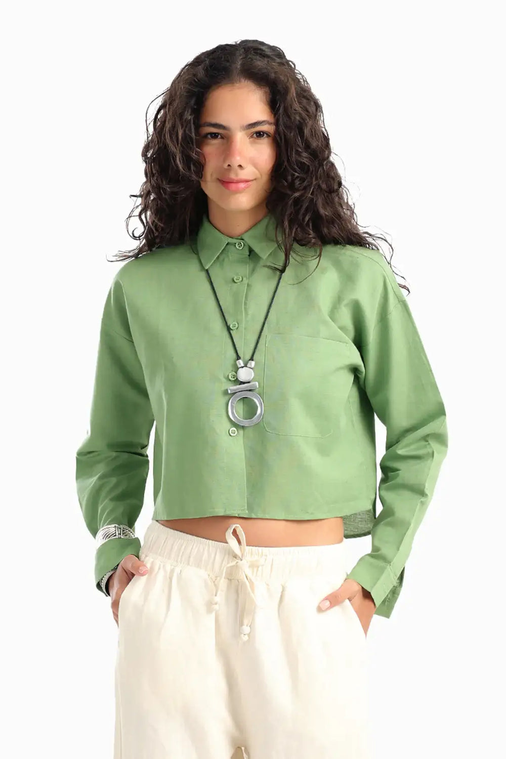 Long Sleeves Cropped Shirt