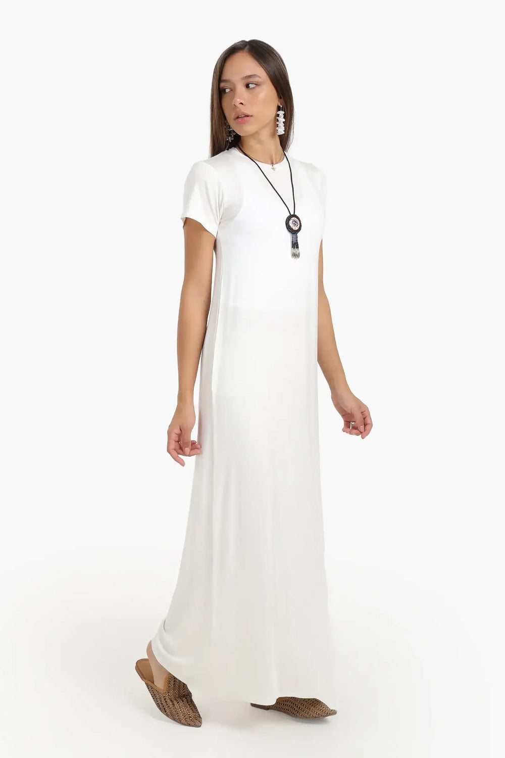 Solid Pattern Midi Dress