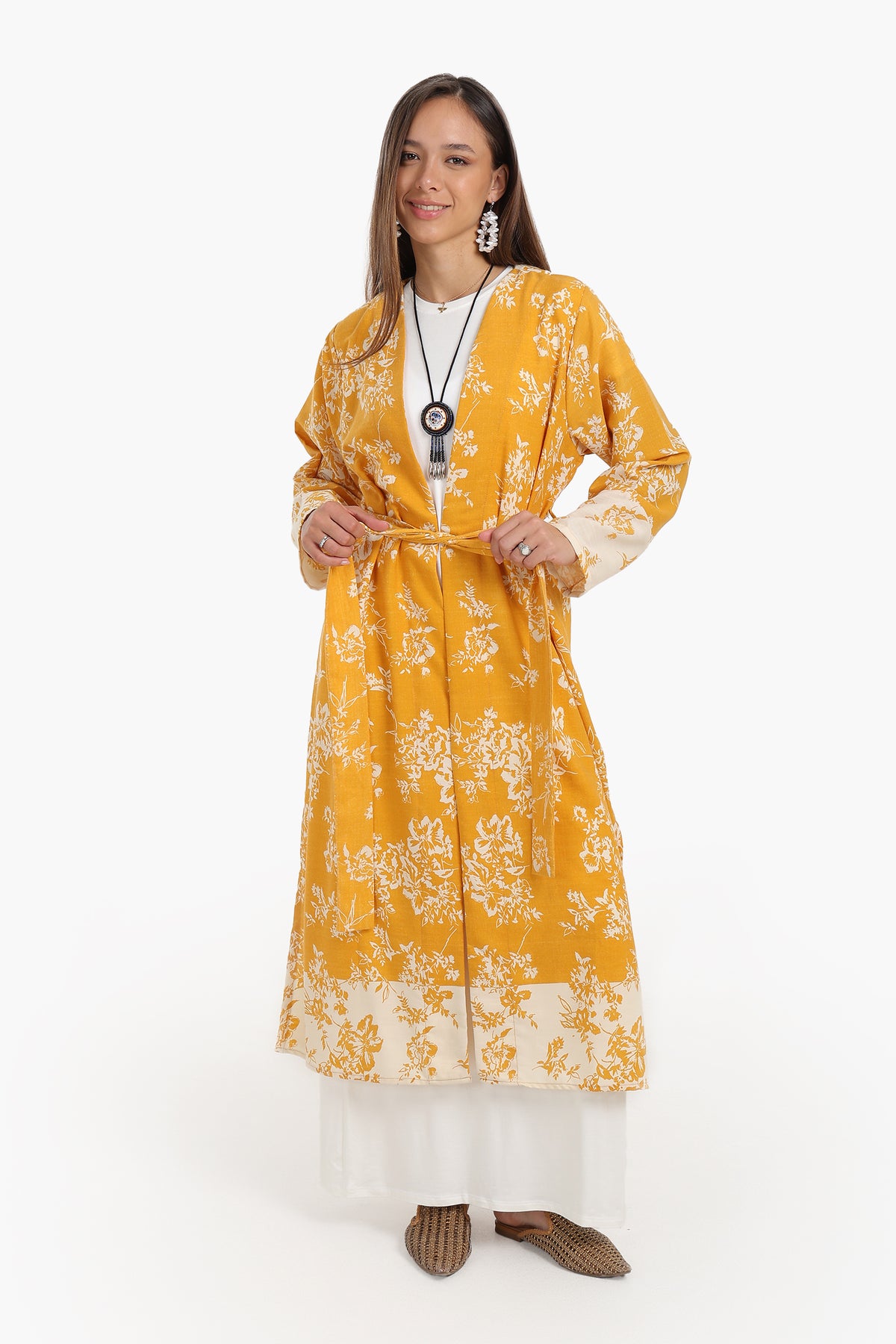 Cotton Colored Midi Kimono