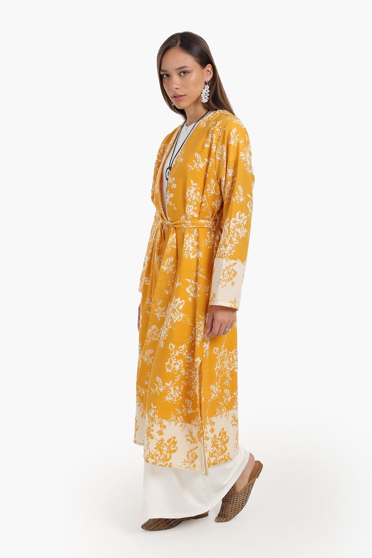 Cotton Colored Midi Kimono