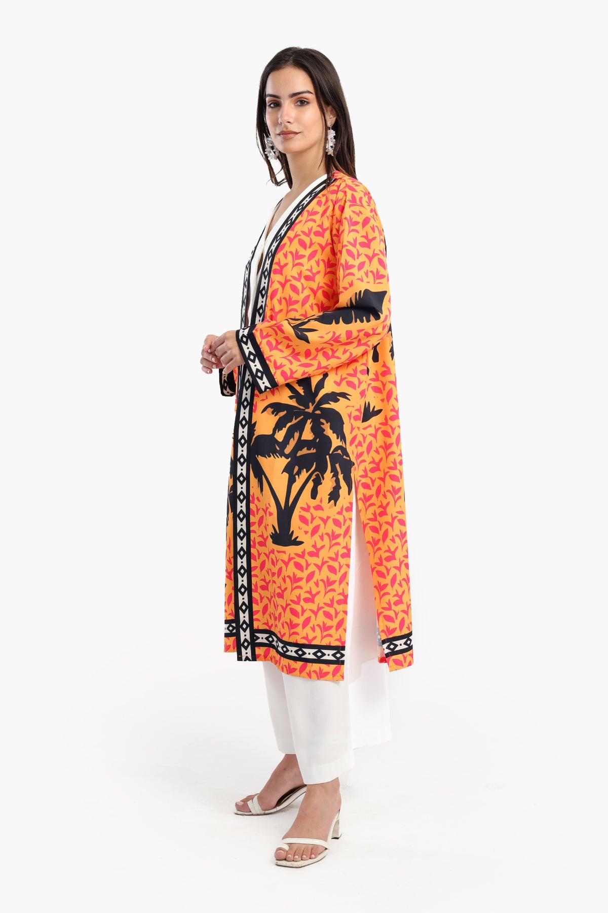 Colorful Palm Printed Kimono