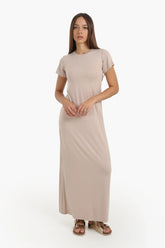 Solid Pattern Midi Dress