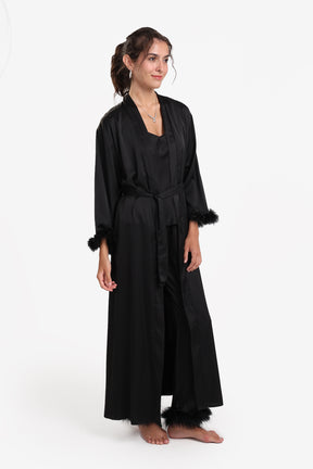 Black Maxi Satin Robe