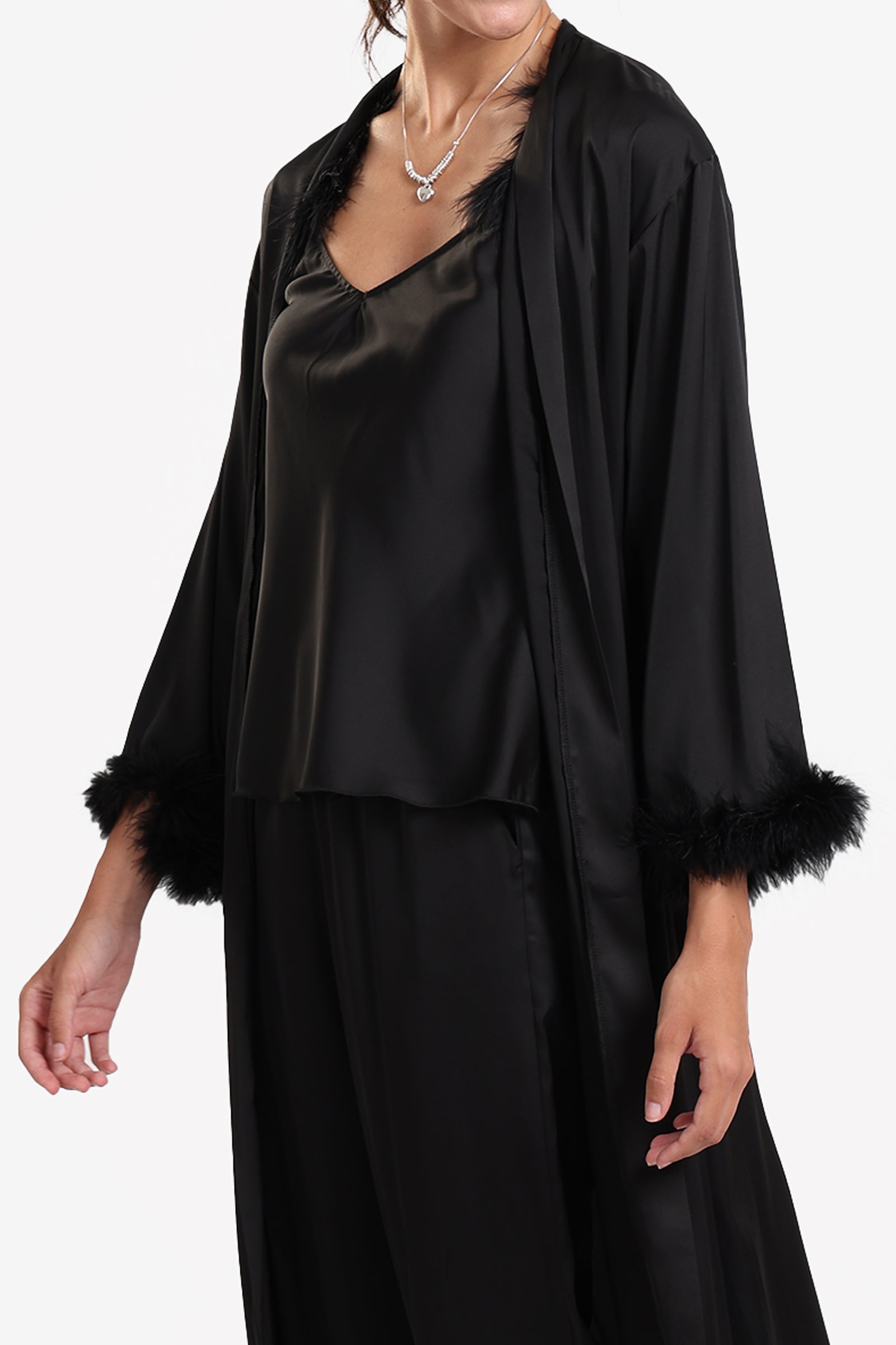 Black Maxi Satin Robe