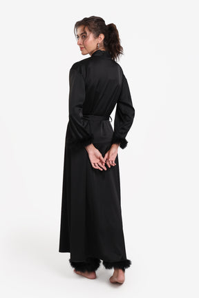 Black Maxi Satin Robe