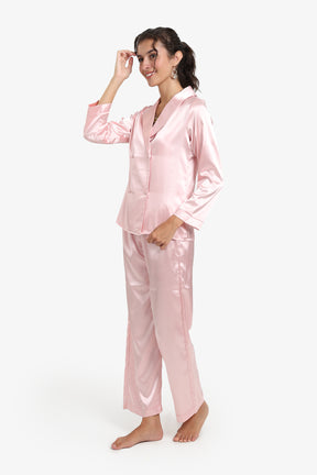 Double-Breasted Satin Pyjama Set