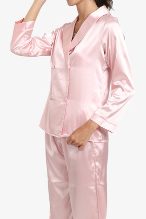 Double-Breasted Satin Pyjama Set
