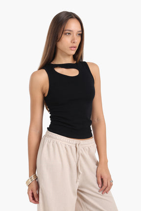 Front Cut Out Sleeveless Top