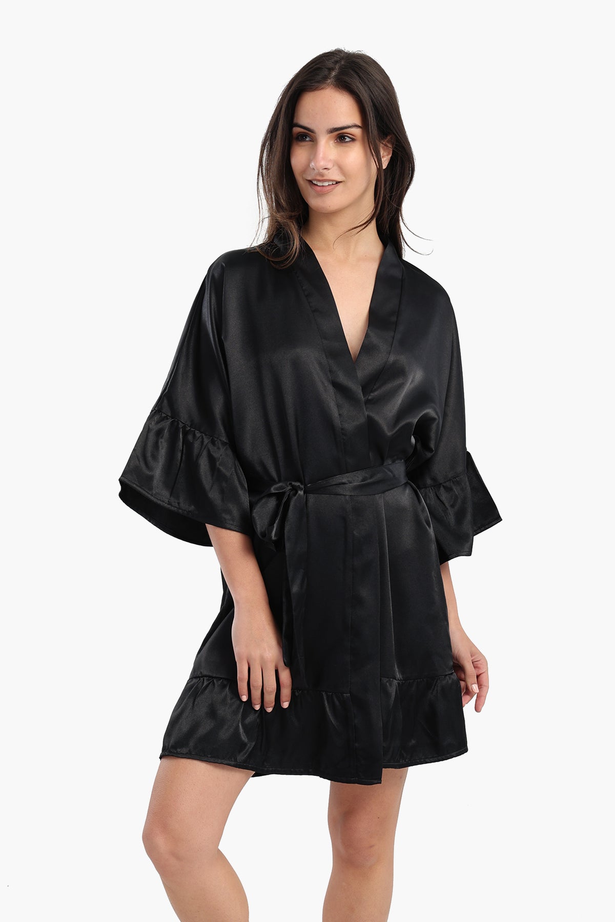 Playful Sleeves Satin Robe