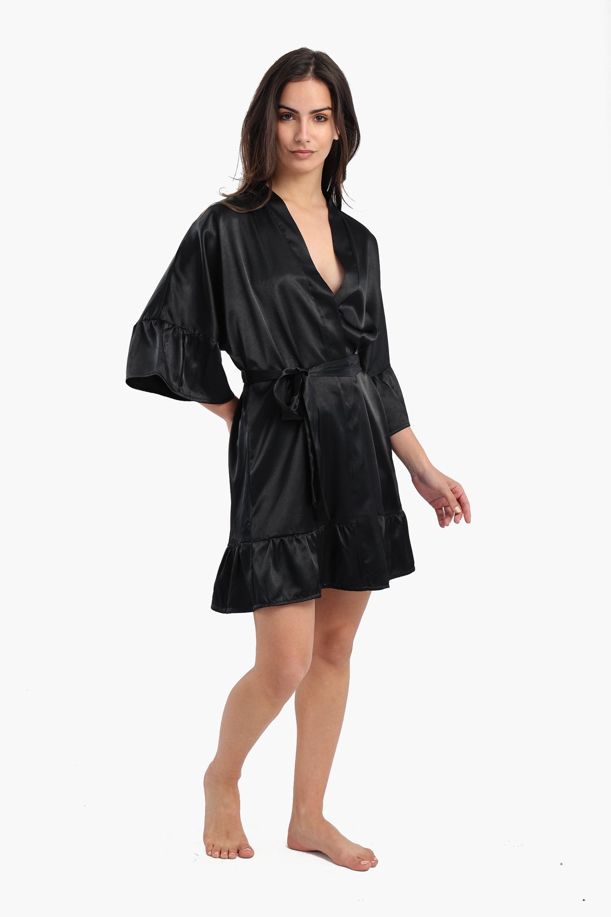 Playful Sleeves Satin Robe