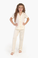Girly Yellow Hearts Print Pyjama