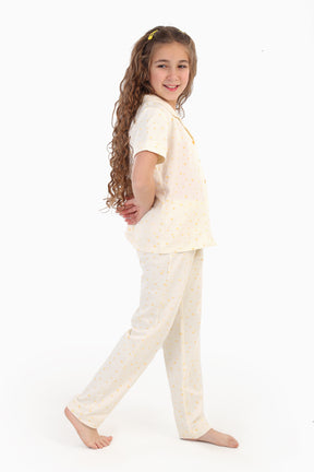 Girly Yellow Hearts Print Pyjama