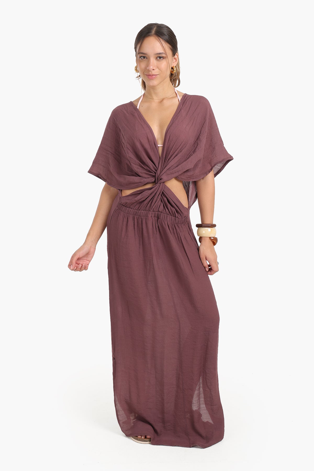 Deep V-Neckline Beach Dress