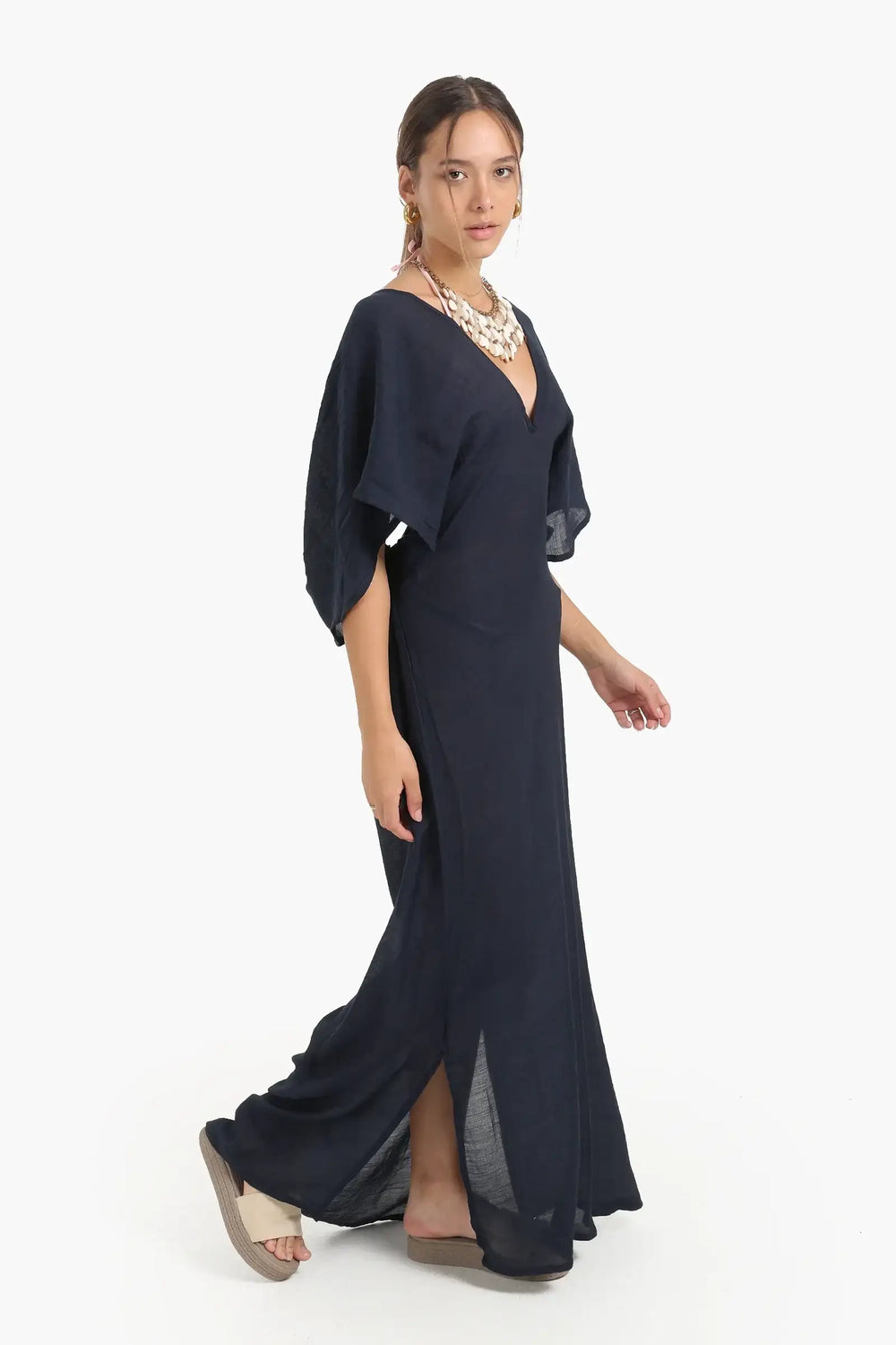 Deep V-Neckline Beach Dress