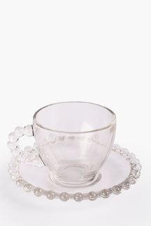 Pearl Glass Mug & Saucer Set