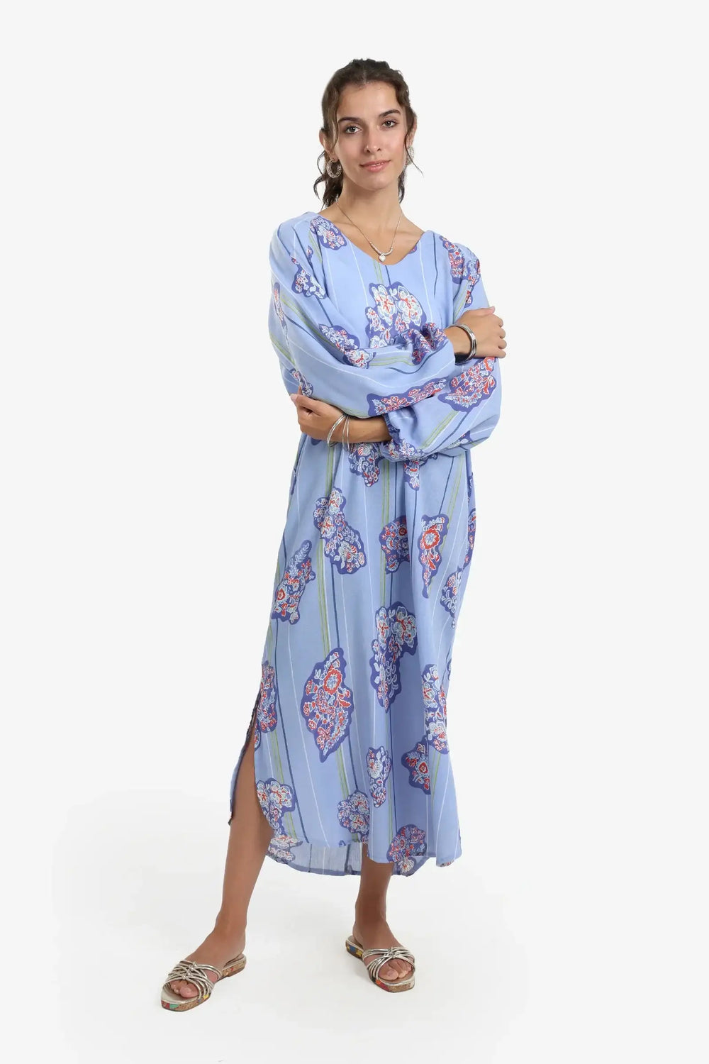 Blue All Over Print Dress
