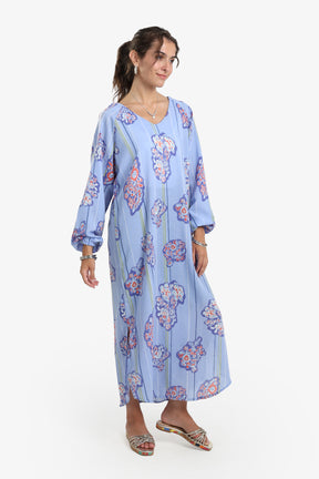 Blue All Over Print Dress