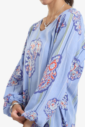 Blue All Over Print Dress