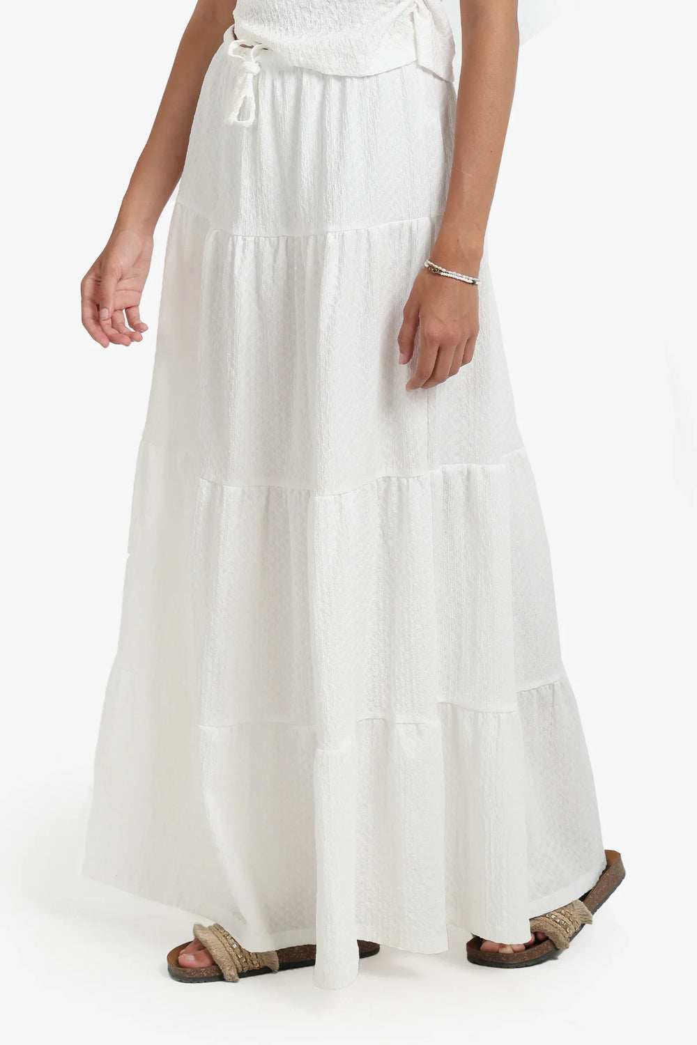 White Maxi Tiered Skirt