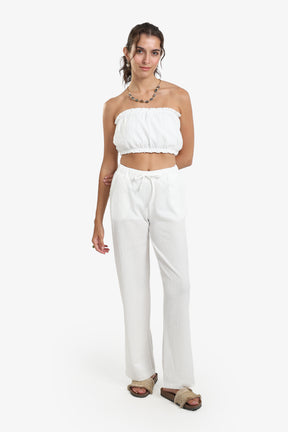 White Self Patterned Pants
