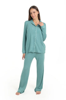 بيجامة فيسكوز بشريط بلون مختلف