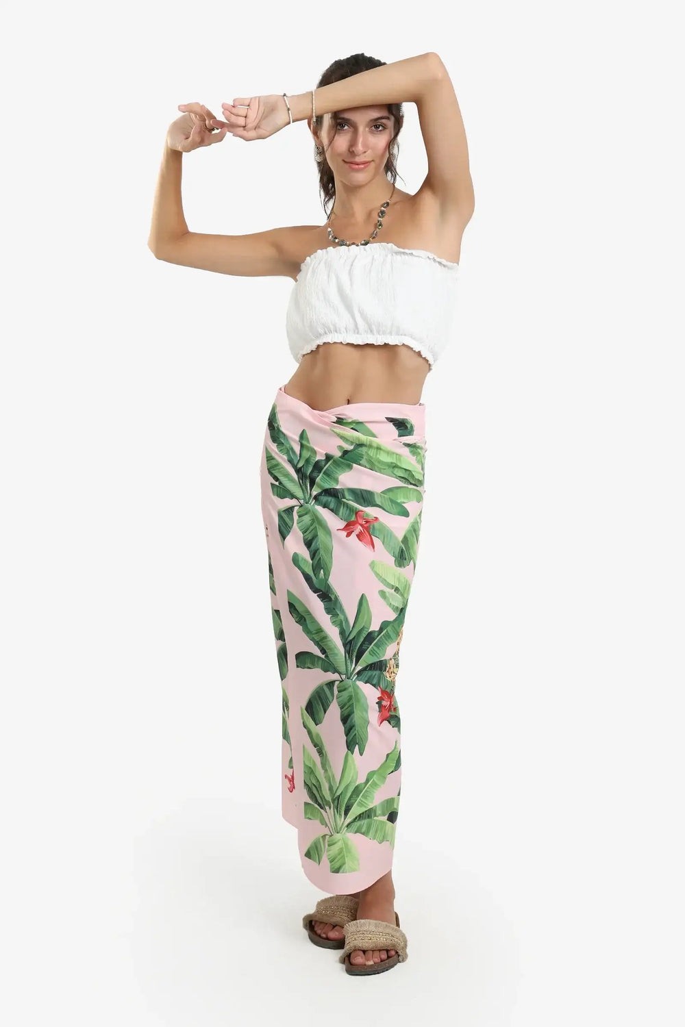 Leaves Print Beach Sarong Wrap