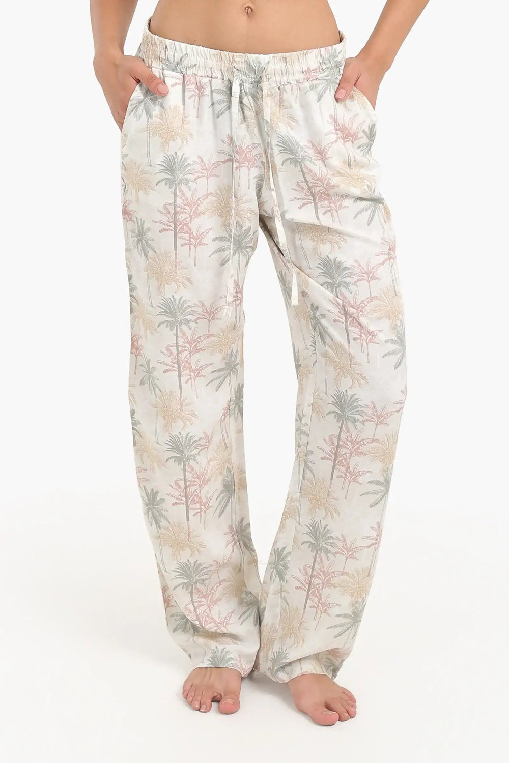 بنطلون بيجاما بطبعة أشجار النخيل
