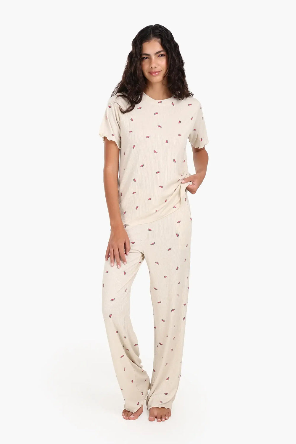 Watermelon Print Viscose Pyjama Set